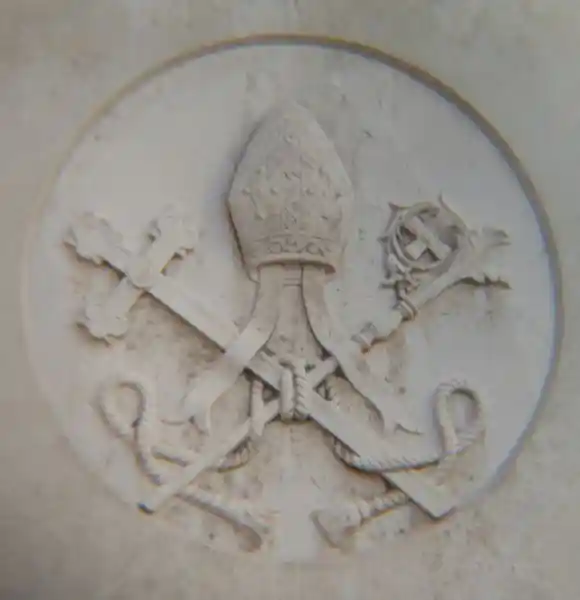 Mitre with cross and staff, solar cross, long cross